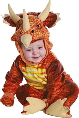 Produktbild von Rotes Triceratops Dinosaurier Faschingskostüm für Kleinkinder & Babys Größe: L