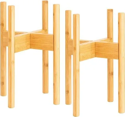 Immagine prodotto di Set di portavasi regolabili in bambù, 2 pezzi, beige, per interni ed esterni