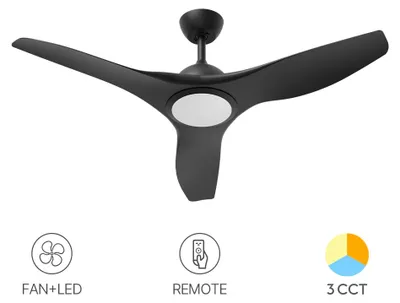 Image de Ventilateur de plafond Braytron avec éclairage LED 24 W + 35 W, noir