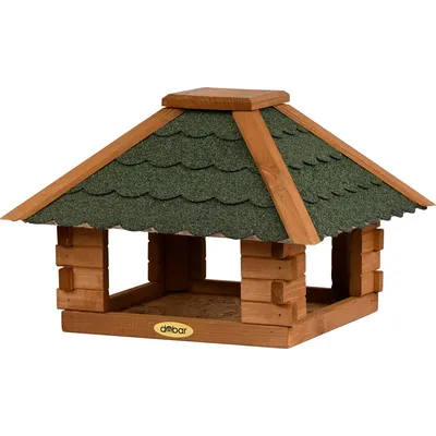 Produktbild von dobar Vogelhaus Futterhaus Blockhaus 4-eckig, Bitumendach, 37x37x26 cm