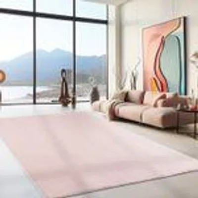 Produktbild von Teppich Wohnzimmer Schlafzimmer Esszimmer Läufer Flur Flauschiger Teppich Waschbar Rutschfest Soft Weicher Farbe: Rosa Größe : 200 x 290 cm