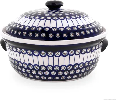 Produktbild von Original Bunzlauer Keramik Brottopf mit Deckel rund, 36,5 x 23,0 cm, Design 8