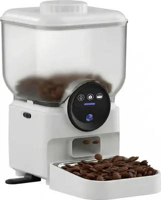 Produktbild von Automatischer Futterautomat für Haustiere - 6,5 L smarter Katzen- und Hundefutterspender - WLAN App-Steuerung - Kamera - zeitgesteuerte Fütterung - wiederaufladbar - Edelstahlnapf - weiß