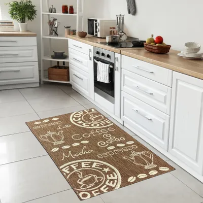 Produktbild von Küchenteppich Sisalteppich modern kurzflor coffee mocha espresso braun beige Größe - 140 x 200 cm