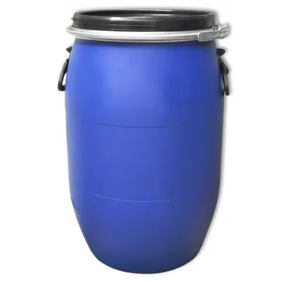 Immagine prodotto di Set per scorte di emergenza Fusto con coperchio da 60 L + tanica da 25 L + rubinetto + imbuto + 4X bottiglie a collo largo Contenitore di stoccaggio Conservazione per disastri Conservazione di alimenti Acqua potabile