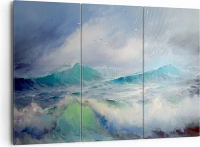Produktbild von Bild auf Leinwand - Leinwandbild - Meer Welle Möwe - 165x110cm - Wand Bild - Wanddeko - Wandbilder - Leinwanddruck - Bilder - Kunstdruck - Wanddekoration - Leinwand bilder - Wandkunst - CE165x110-3783