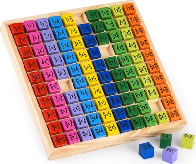 Produktbild von Mathematik Spiele, Bunte Würfel mit Aufgaben Mathematik Bildungs-Holz-Spielzeug, Holzrechenbrett 1x1 Multiplikation Tabelle Kinder Baby Blocks für Kinder