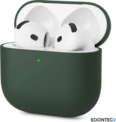 Immagine prodotto di SOONTEC Custodia per AirPods 4 Generation Case Custodia protettiva in silicone Custodia per cuffie Slim Cover in verde abete
