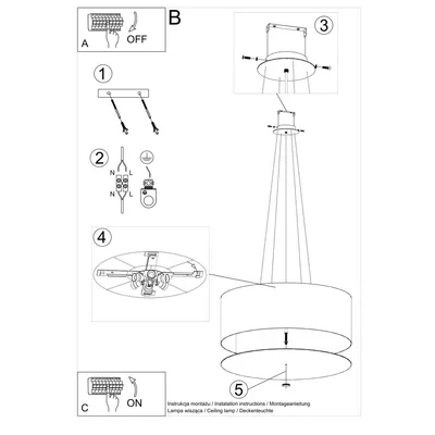 Obrázek produktu pro Otto závěsné světlo látkové stínidlo kulaté 70 cm černé