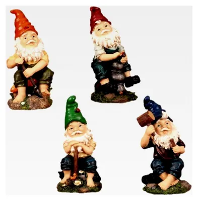 Produktbild von 4 Handbemalte Gartenzwerge 22 cm