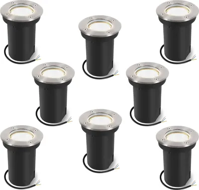 Produktbild von Aopunly 8x 3W Bodenleuchte Schwenkbar IP67 Außen LED Bodeneinbaustrahler Bodenstrahler Bodenlampe Neutralweiß - Silber Gehäuse