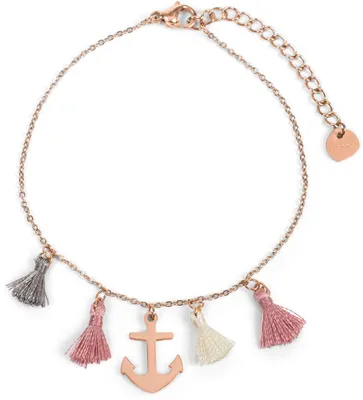 Produktbild von styleBREAKER Damen Edelstahl Armkette mit Anker Charm und Quasten, Ankerkette, Schmuck 05040166