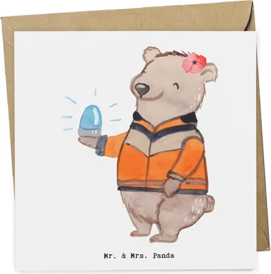 Produktbild von Mr. & Mrs. Panda Grußkarte Rettungswagenfahrerin Herz - Weiß - Geschenk, doppelkarte, Klappkarte, Glückwunschkarte, anlasskarte, faltkarte