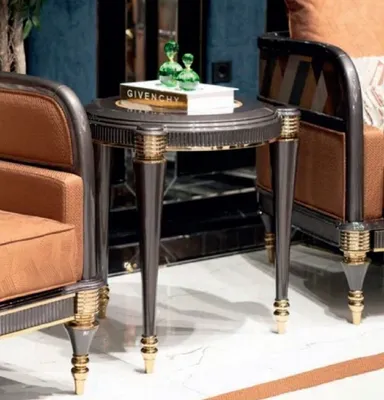 Produktbild von Casa Padrino Luxus Art Deco Beistelltisch Grau / Mehrfarbig / Gold - Massivholz Wohnzimmer Beistelltisch - Art Deco Wohnzimmer Möbel - Luxus Wohnzimmer Möbel