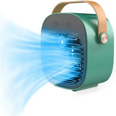 Produktbild von Tragbarer, aufladbarer Luftkühler-Ventilator – 3 Geschwindigkeitsstufen [Grün] / Wassergekühlter Ventilator – Wiederaufladbar [4000 mAh] / 4–16 Stunden Akkulaufzeit