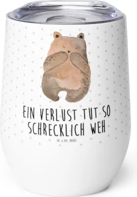 Produktbild von Mr. & Mrs. Panda Thermobecher Bär Verlust - Weiß - Geschenk, Trauer Trauergeschenk Traurig Trösten Trost Liebeskummer, Edelstahlbecher, edelstahl, Thermo Becher, Teddy