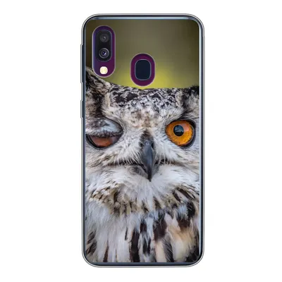 Produktbild von MuchoWow® Handyhülle Schutzhülle Hülle für Samsung Galaxy A40 Eule - Auge - Orange Silikon Softcase Handy Hülle - Handy-Tasche