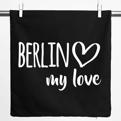 Produktbild von Huuraa Kissenbezug Berlin my love 40x40cm Black Baumwolle Dekokissenbezug Geschenkidee
