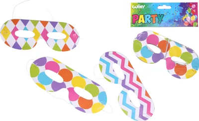 Produktbild von Party-Masken MIX 16 x 7 cm, 6 Stück