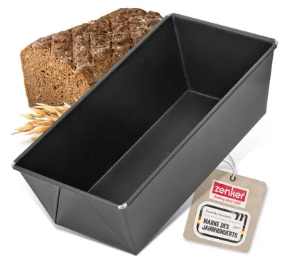Productafbeelding van Zenker broodvorm, koningskoekvorm met antiaanbaklaag, hoogwaardige broodvorm in zwart (koekvorm: ca. 310x160x100 mm)