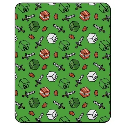 Produktbild von Flanelldecke Minecraft Fleece grün 110x150cm Gaming Geschenk