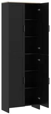 Produktbild von Multifunktionaler Kš¹chenschrank mit 4 Tš¹ren und verstellbaren Einlegeb?den, 60 x 30 x 170,5 cm, Schwarz