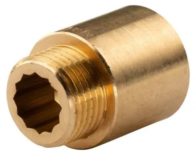 Produktbild von Messing Gewinde-Fitting Hahnverlängerung IG/AG 1/2' (DN 15) Länge 25 mm - schwere Ausführung
