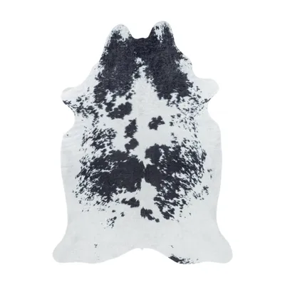 Produktbild von Waschbarer Teppich Elena RindsKunstleder, Farbe: Schwarz, Größe:150x200 cm