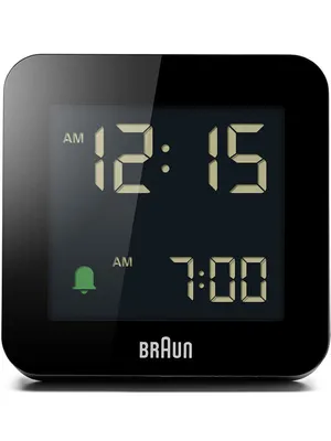 Zdjęcie produktu dla Braun BC09B, Cyfrowy budzik, Kwadrat, Czarny, 12/24h, LCD, Bateria
