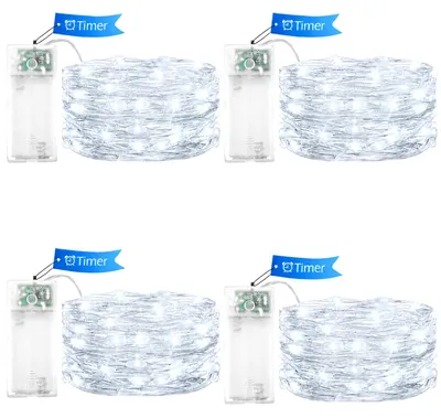 LED-Lichterkette warmweiß 1 m 10 LEDs Timer Batterie Set 4