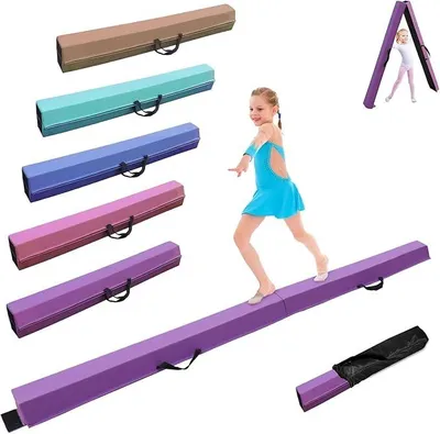 Image de Poutre de gymnastique pour enfants, pliable, en cuir PU, longueur 240/270/300 cm. Poutre d'équilibre pour la maison, idéale pour l'entraînement, le fitness et la gymnastique pour enfants
