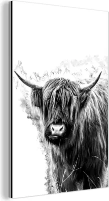 Obrázek produktu pro Nástěnná dekorace Kovový kovový obraz Wall Art 20x30cm Skotský horal na neobvyklém pozadí - černobíle Muchowow Hliníkové obrazy