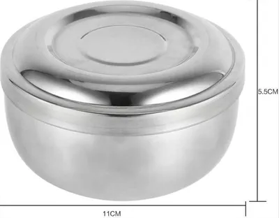 Image de INF Bol à raser en acier inoxydable avec couvercle - Bol à savon à raser