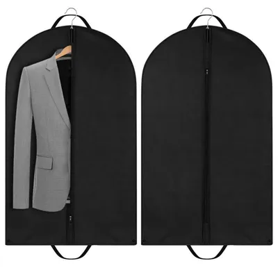Zdjęcie produktu dla Zestaw 2 worków do przechowywania ubrań, 100x60 cm, z uchwytami i zamkiem błyskawicznym, kolor czarny