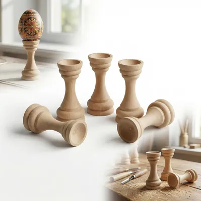 Zdjęcie produktu dla Zestaw 10 szt. DREWNIANYCH PODSTAWEK pod JAJKO 7,5 cm baza do decoupage