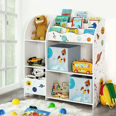 Produktbild von SONGMICS Aufbewahrungsregal für Spielzeug und Bücher,2 Schubladen aus Stoff, Kinder