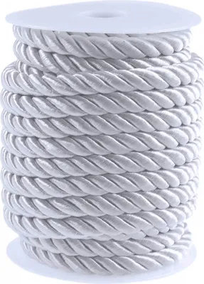 Produktbild von 10m Atlaskordel Atlasschnur ca. 8-10 mm glänzend gedreht, Seil Kordel Schnur, Farbwahl , Farbe:weiß