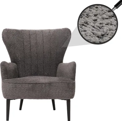 Obrázok produktu pre Lounge chair HWC-K37, koktailové/ušľachtilé kreslo Čalúnené kreslo retro vintage látka šenil (500g/m²) Oeko-Tex ~ tmavosivá