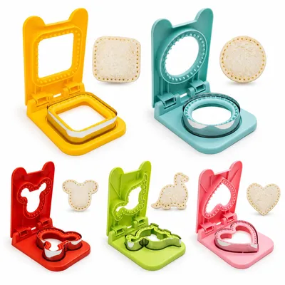 Produktbild von Sandwich Ausstecher Set für Kinder, 5 Formen, Edelstahl Cutter für Lunchbox, crustless Sandwich Maker mit Versiegelung, Frühstück & Schule