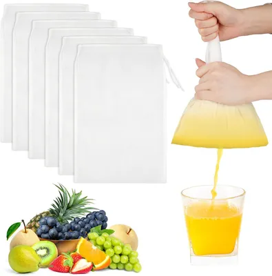 Produktbild von Nussdrinkbeutel, 10 Stück Passiertuch Wiederverwendbar | 20 × 30 cm Nylon Filterbeutel Nussdrinkbeutel mit Kordelzug für Nussdrink Käse Kaffee Joghurt Fruchtsaft