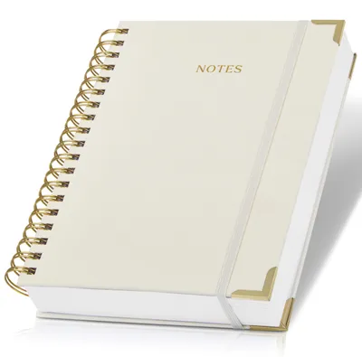 Spiralnotizbuch B5, Leinen-Hardcover, liniert, 300 Seiten, Beige