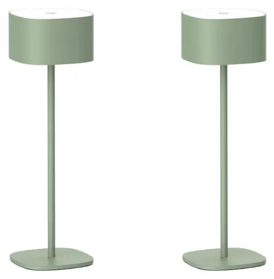 Obrázok produktu pre Luxus Europe – Stolná lampa Milos – Súprava 2 kusov – Staroverdá farba – Bezdrôtová stolná lampa pre vnútorné aj vonkajšie použitie – Nabíjateľná