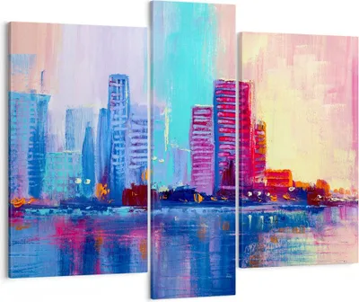 Produktbild von Bild auf Leinwand - Leinwandbild - Stadt Haus Straße - 95x80cm - Wand Bild - Wanddeko - Wandbilder - Leinwanddruck - Bilder - Kunstdruck - Wanddekoration - Leinwand bilder - Wandkunst - CB95x80-4023