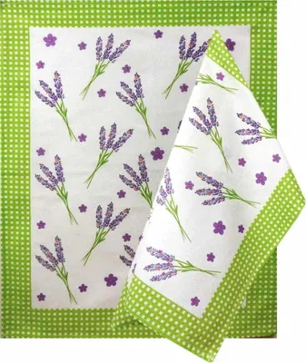 Image de Torchon, 100 % coton, avec imprimé coloré, lavande 50 x 64 cm, vert