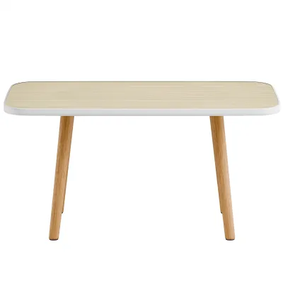 Produktbild von Moderner rechteckiger Couchtisch, Wohnzimmer-Mitteltisch mit stabilen Beinen, Holzmaserung, einfache Montage