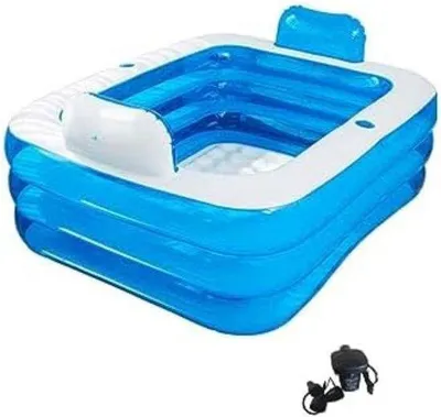 Obrázek produktu pro Samostatně stojící vana – modrá skládací – samostatně stojící vana pro dospělé – 160 x 119 x 59 cm