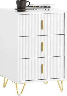 Image de FBT115-L, table de nuit avec 3 tiroirs, noir, pour boxspring, table d'appoint