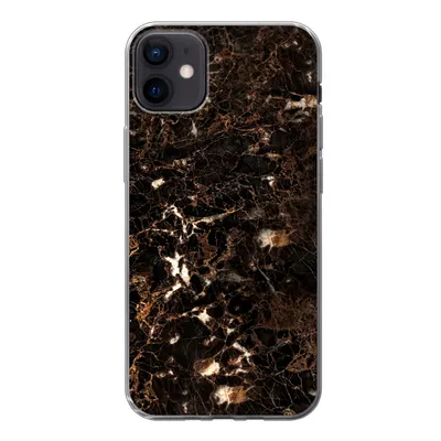 Produktbild von MuchoWow® Handyhülle Schutzhülle Hülle für iPhone 12 mini Marmor - Schwarz - Gold Silikon Softcase Handy Hülle - Bild