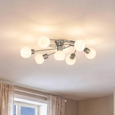 Produktbild von Lindby Deckenlampe Ciala, 7-flammig, nickelfarben, Glas, E14