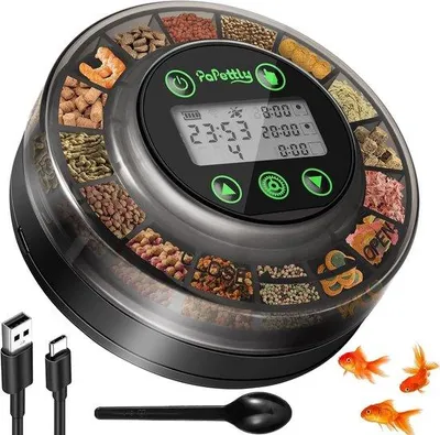 Produktbild von Automatische Feeding-Maschine für Aquarium mit Timer - Wiederaufladbare Fischfutterspender mit LCD-Display
